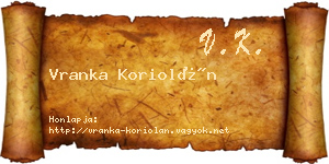 Vranka Koriolán névjegykártya